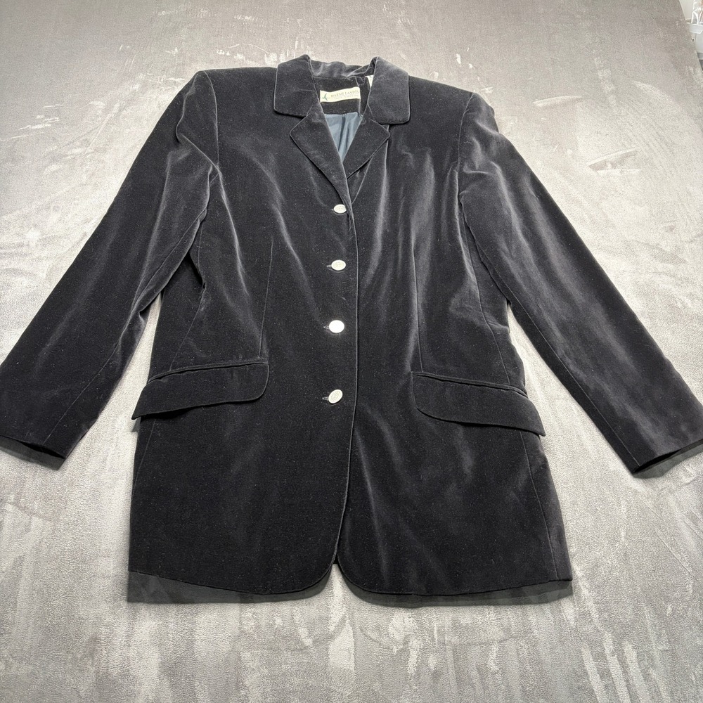 Vtg Marsh Landing Velvet Blazer Women M Black Cotton Jacket Whimsigoth Steampunk